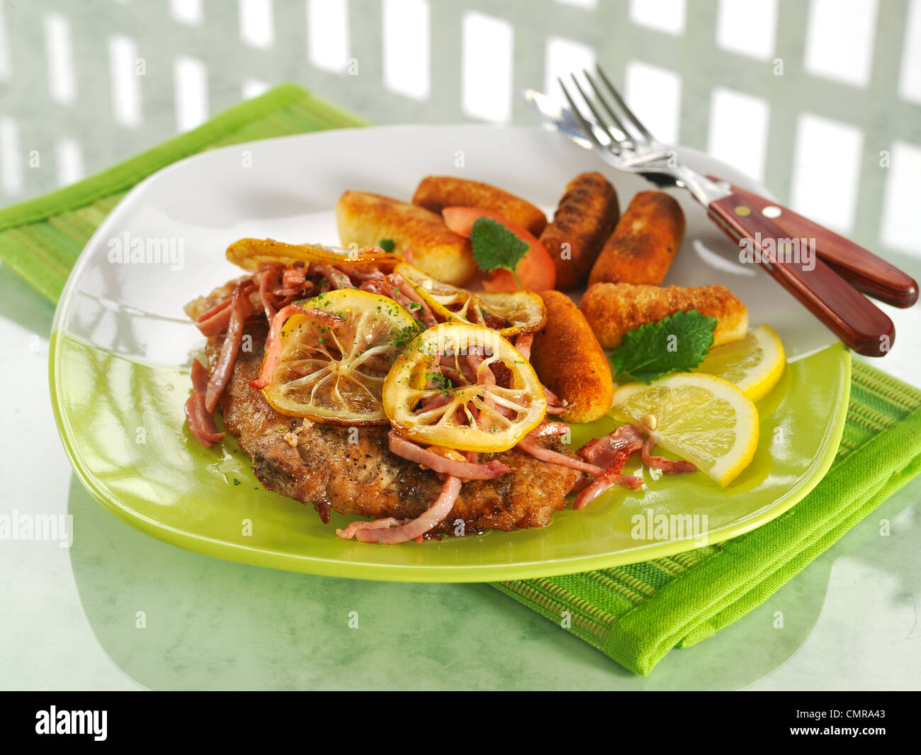 roast pork wit lemon Stock Photo