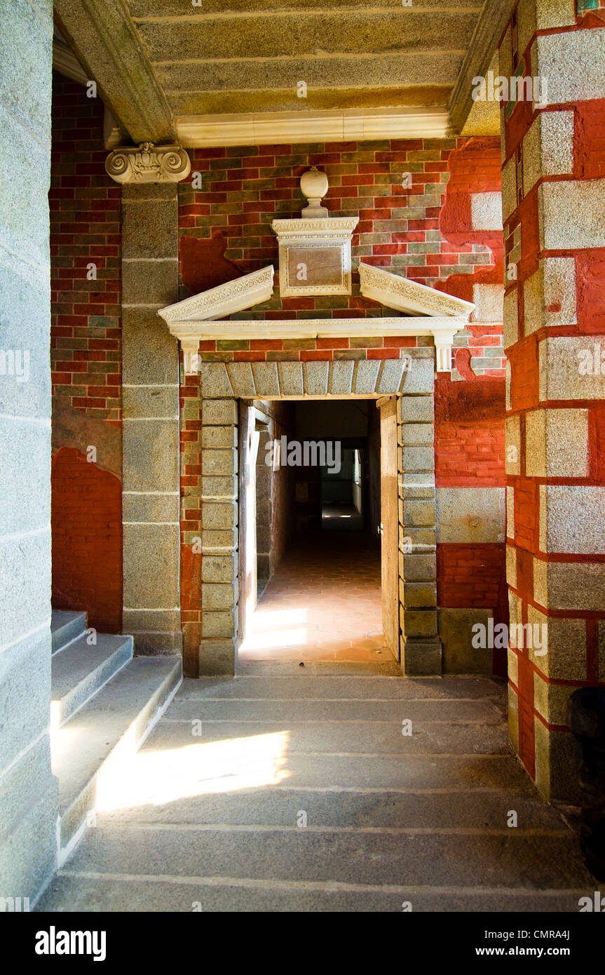An ornate chateau passage at Chateau Montgommery in Ducey, France. Stock Photo