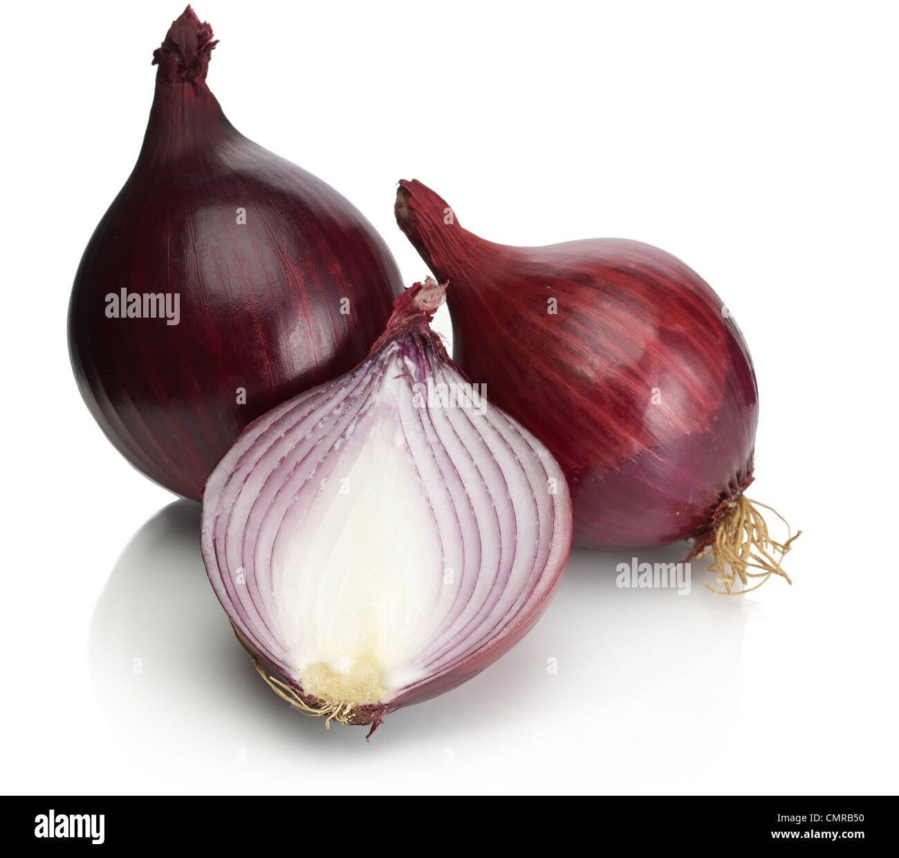 Red onions on white Stock Photo