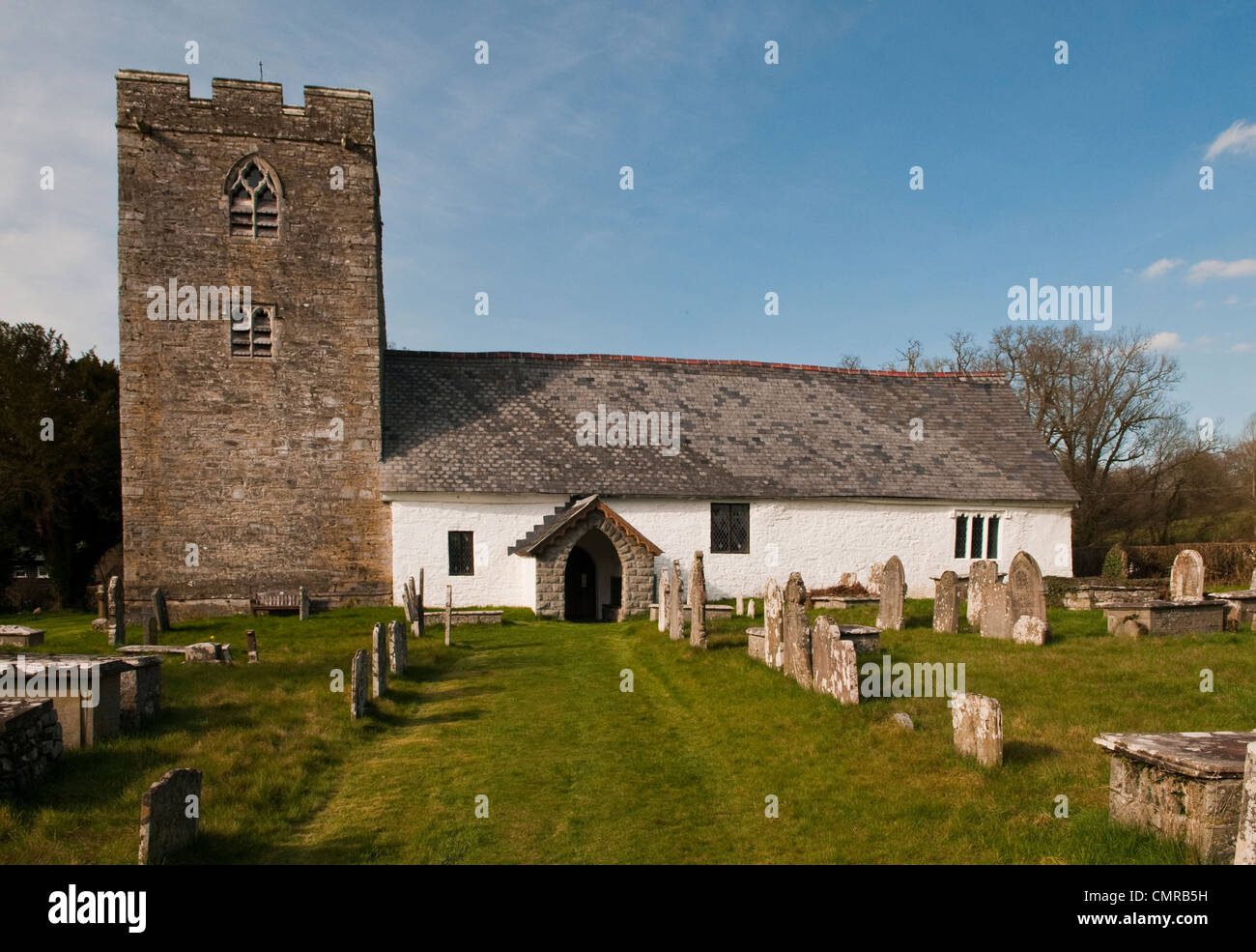 Disserth Parish Church, a very old church with an interior that has hardly changed for hundreds of years near Llandrindod Wells. Stock Photo