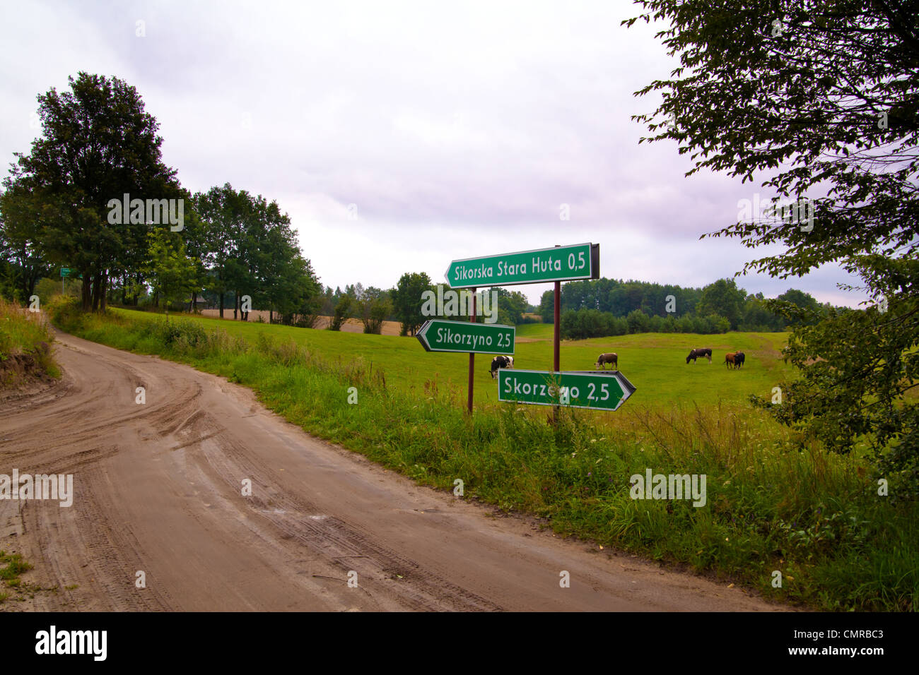 Sign with village directions Stock Photo Alamy