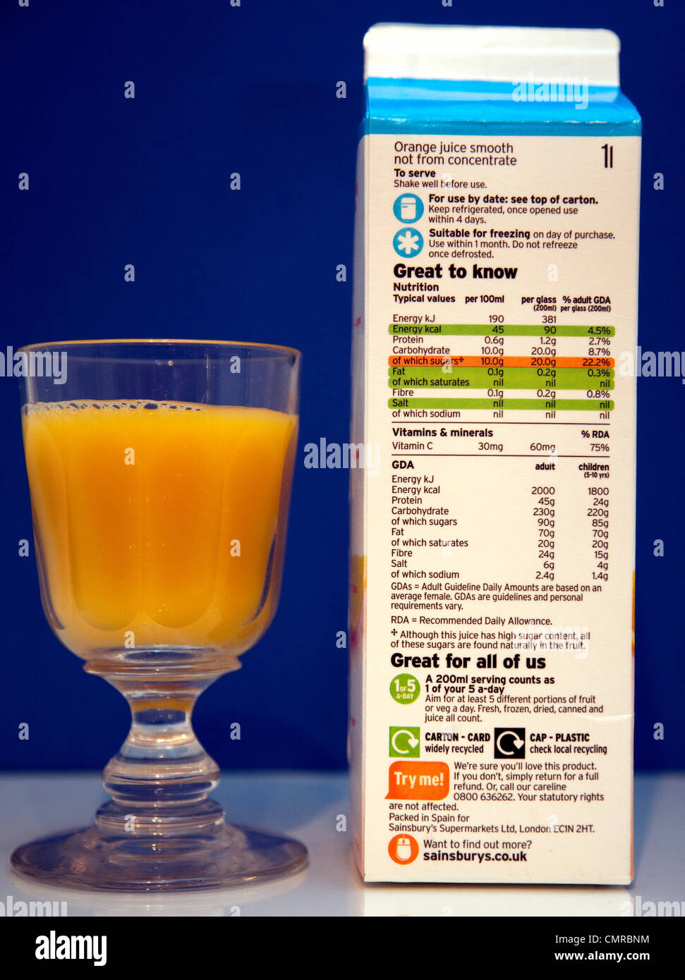 Orange juice nutritional clearance information