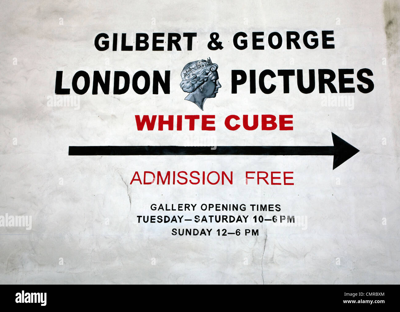Sign for Gilbert & George exhibition at White Cube gallery, Bermondsey, London Stock Photo