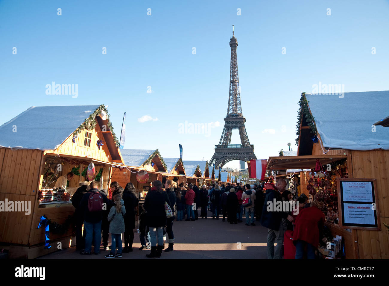 Paris, France December 2011 Christmas market at Trocadero Stock