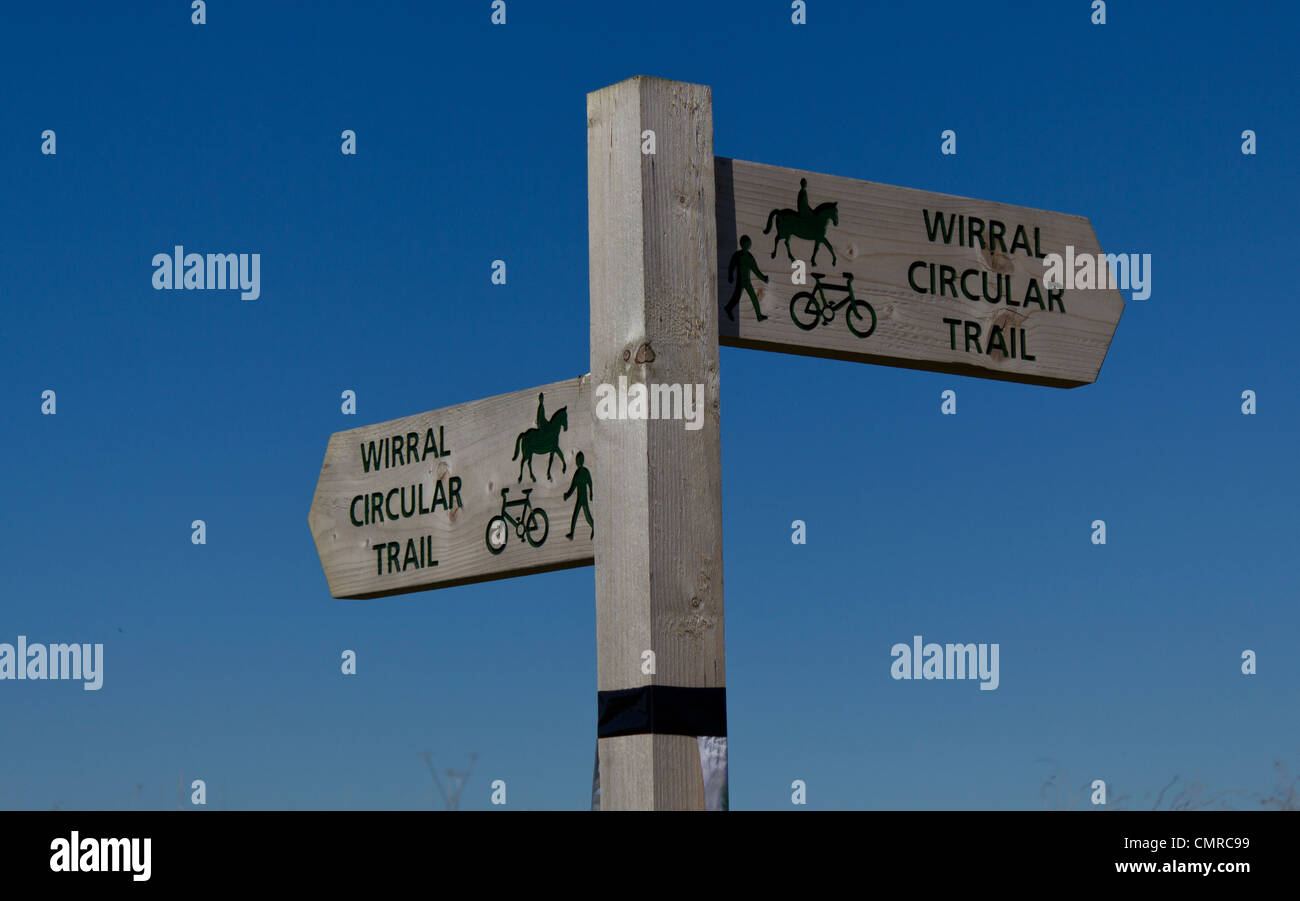 Wirral Circular Trail sign (wooden) Stock Photo
