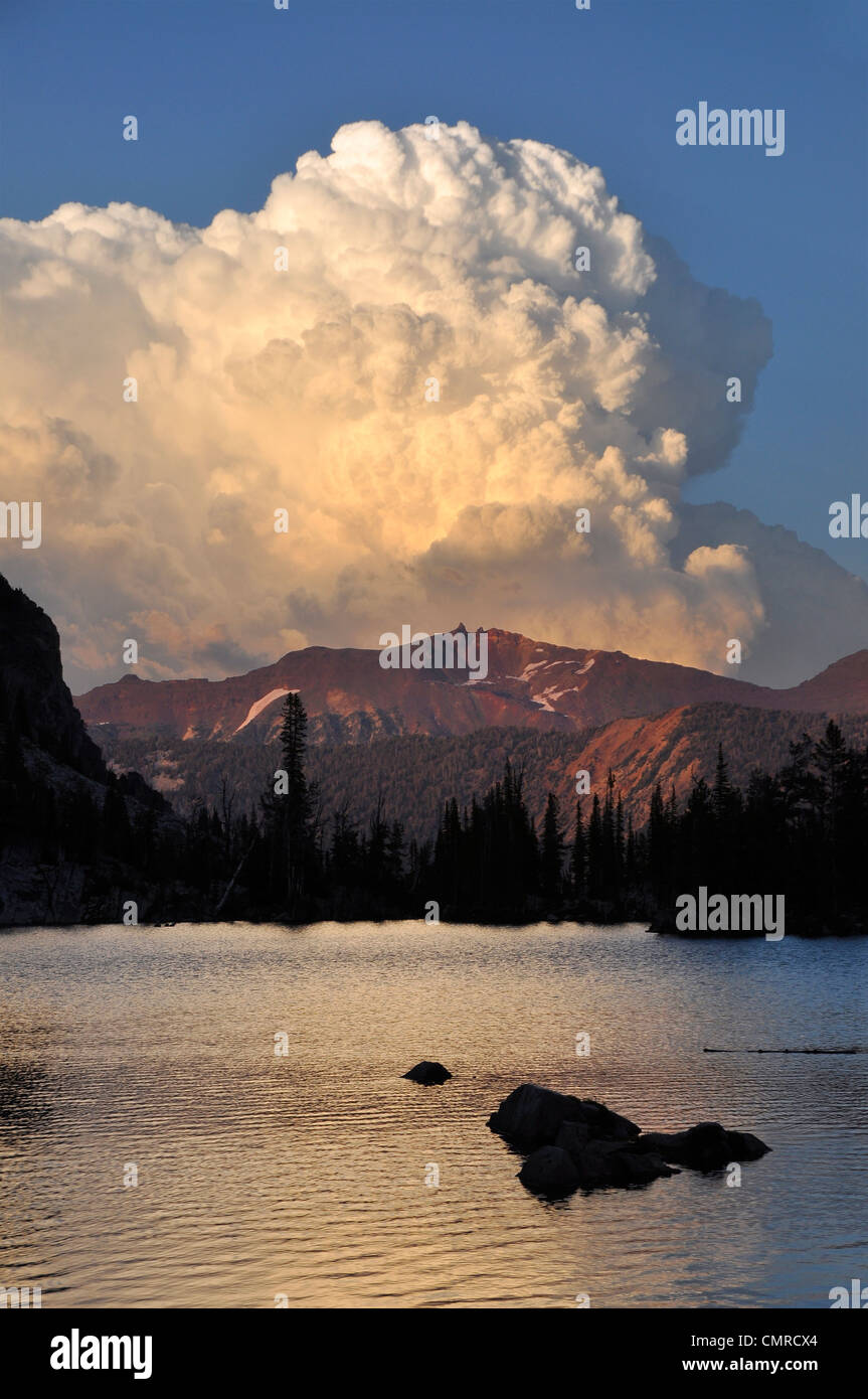 Storm cloud over Chimney Lake in Oregon's Wallowa Mountains Stock Photo