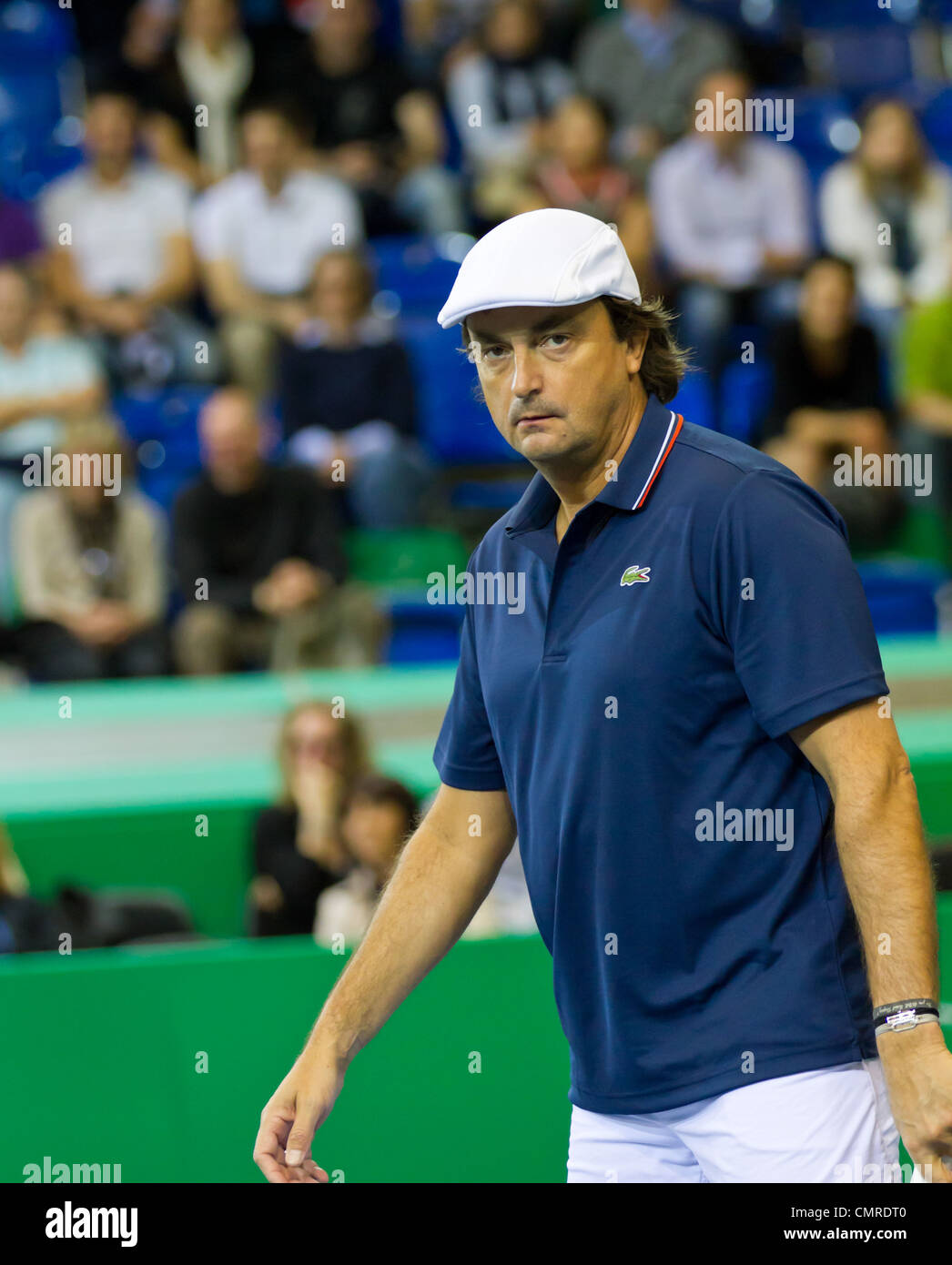Henri Leconte plays tennis in double final of BNP Paribas Open Champions Tour aganinst Tim Henman in Zurich, SUI Stock Photo