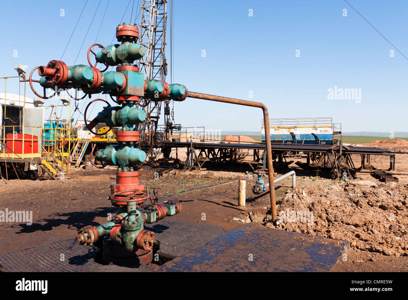 Oil Wellhead in the oil field Stock Photo Alamy