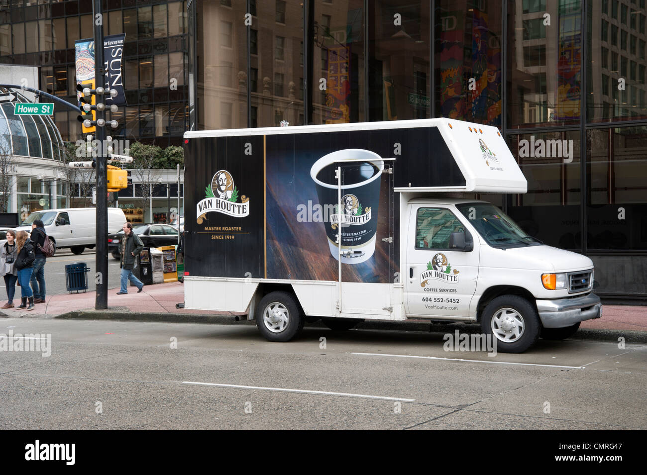 Van Houtte Coffee Company truck on streets in Vancouver, British