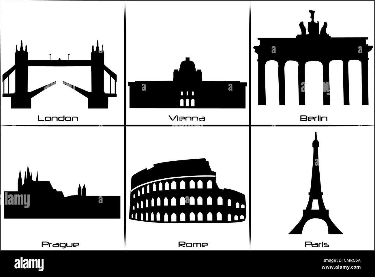Main landmarks and monuments of Europe Stock Photo