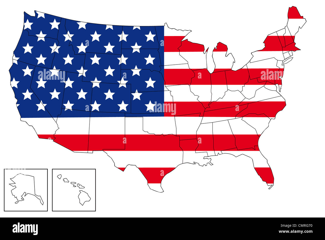 Illustration of map United States - USA Stock Photo - Alamy