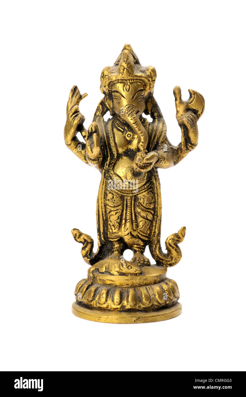 Brass statue of ganesh Indian religious diety Stock Photo
