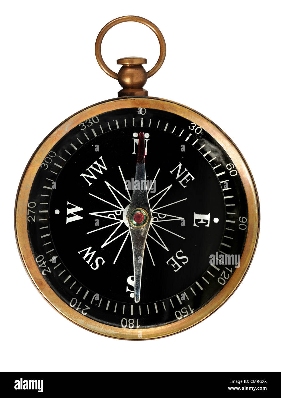 Vintage compass isolated over white background - With clipping path Stock Photo