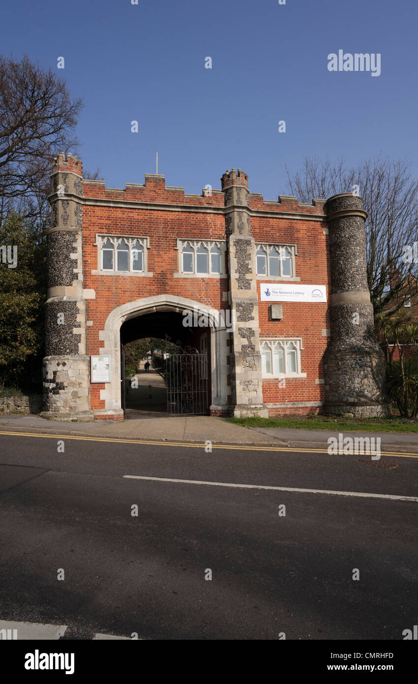 Entrance to a public park and grounds in a popular Kent seaside town Stock Photo