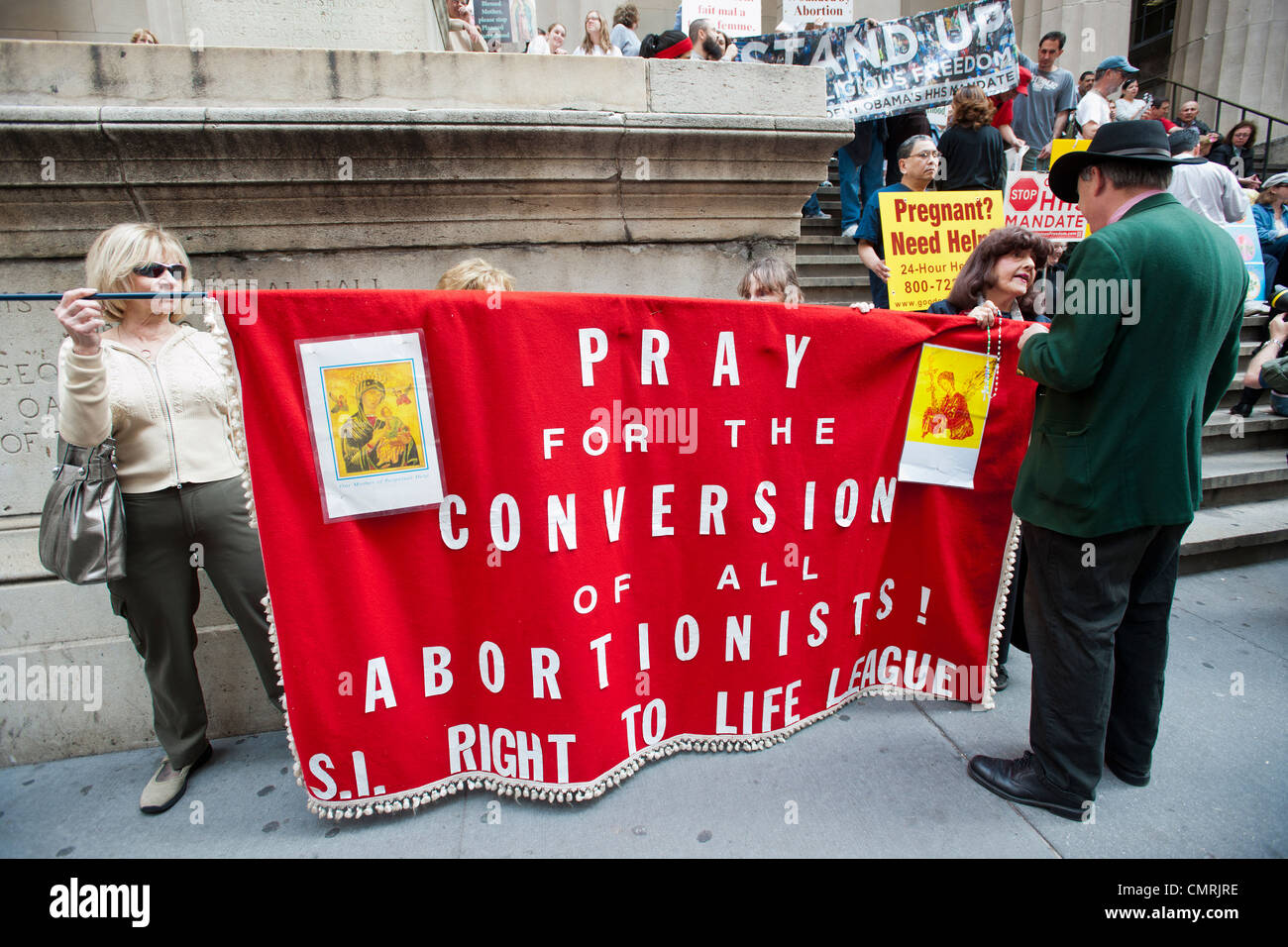 Members of various religious pro-life groups protest in New York against the implementation of ObamaCare Stock Photo