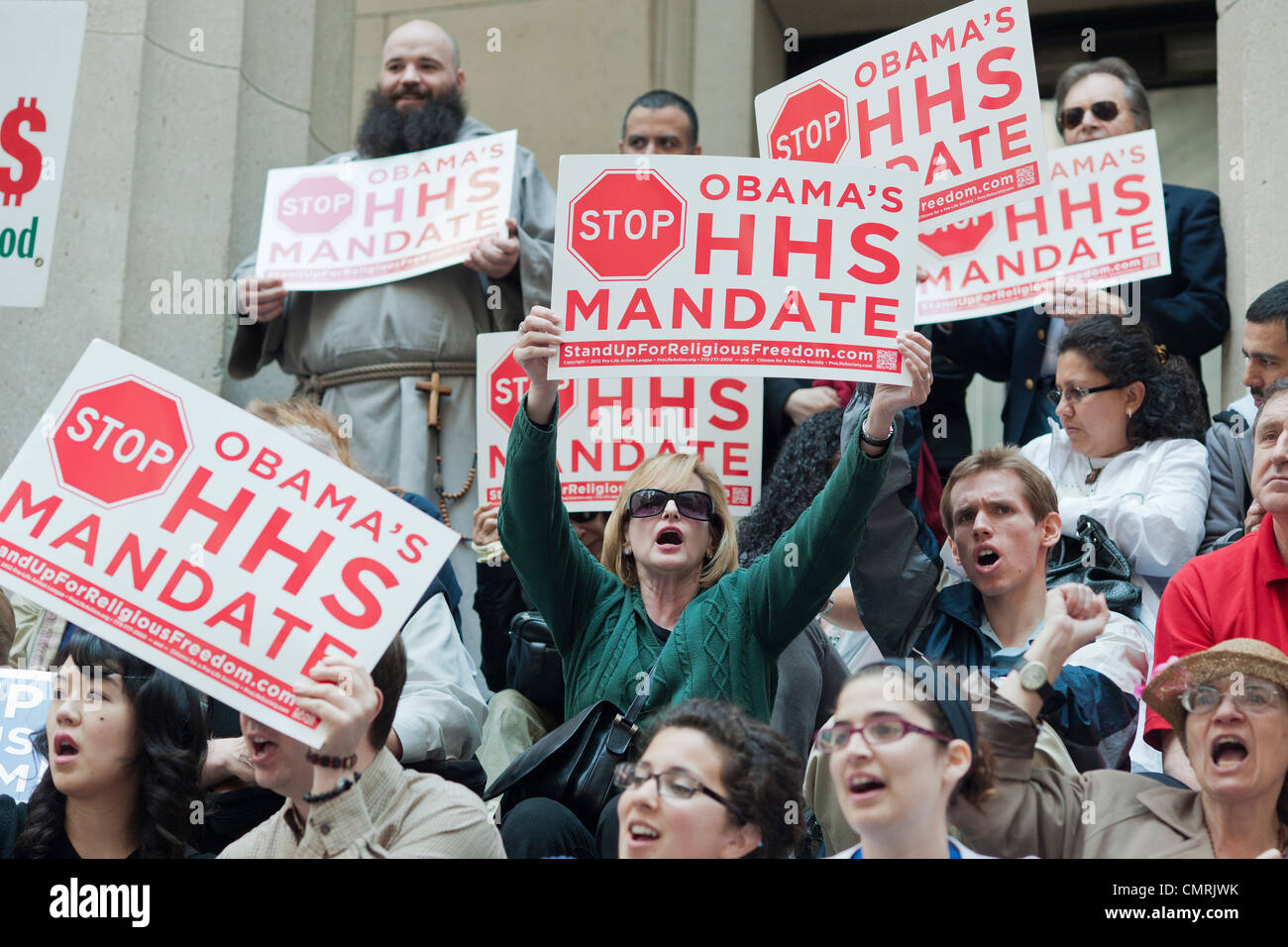 Members of various religious pro-life groups protest in New York against the implementation of ObamaCare Stock Photo