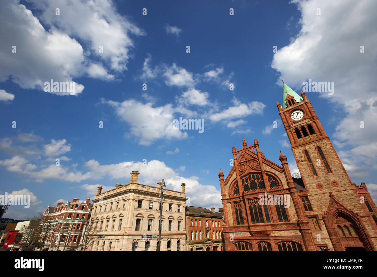 The northern bank building and the Guildhall Derry city county londonderry northern ireland uk. Stock Photo