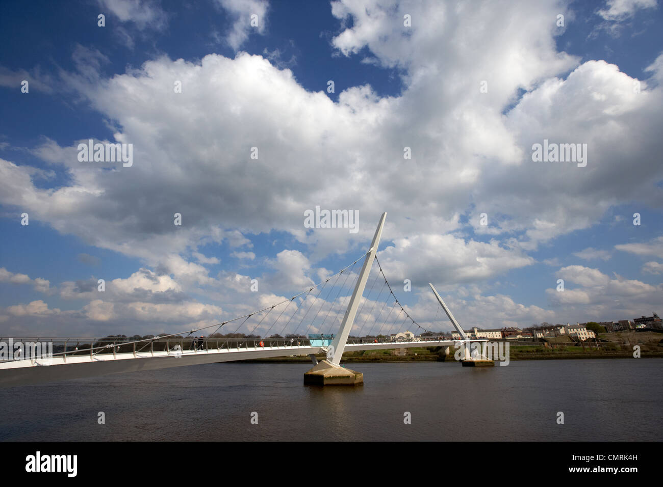 new peace bridge over the river foyle in Derry city county londonderry northern ireland uk. Stock Photo