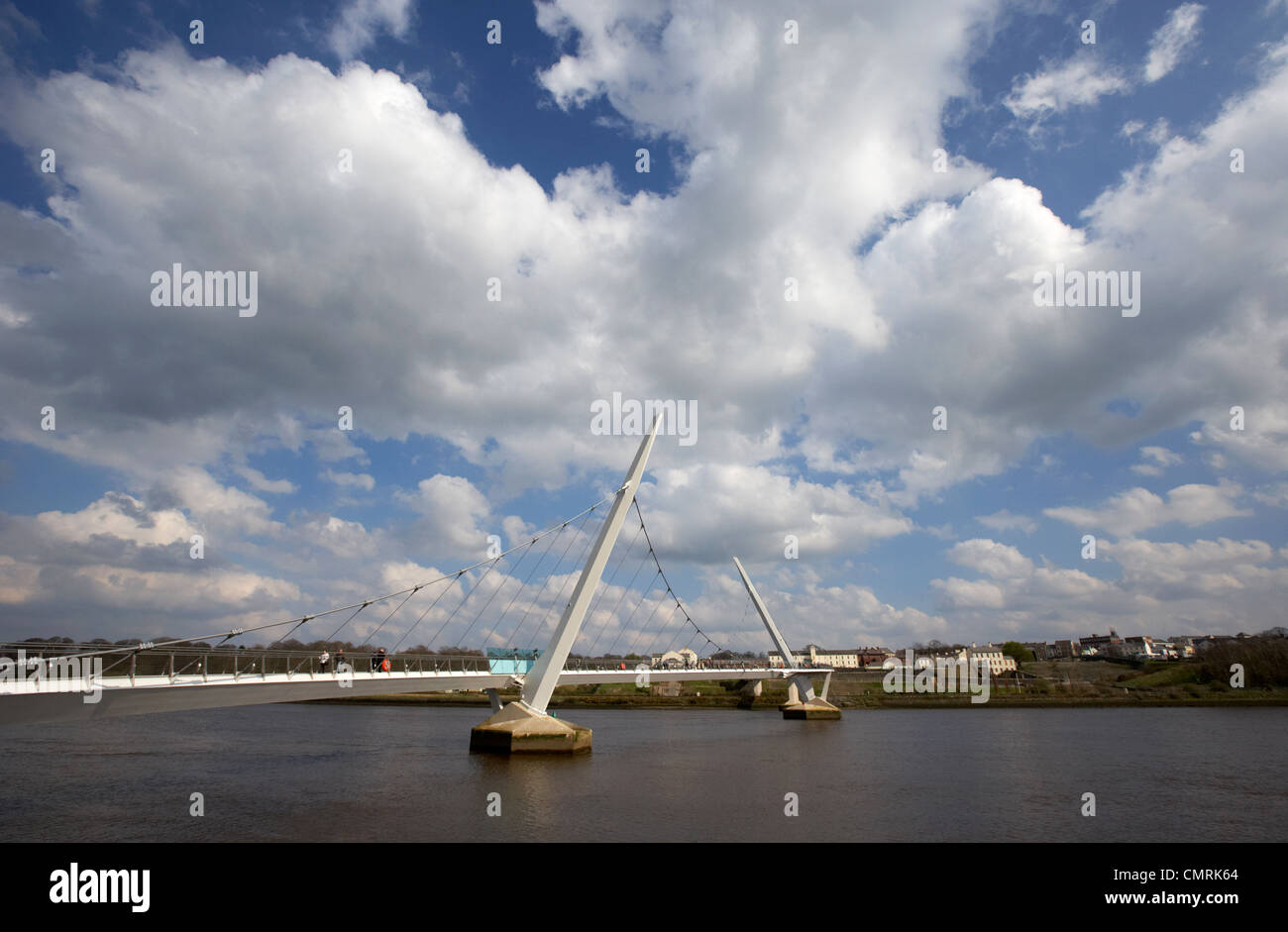 new peace bridge over the river foyle in Derry city county londonderry northern ireland uk. Stock Photo