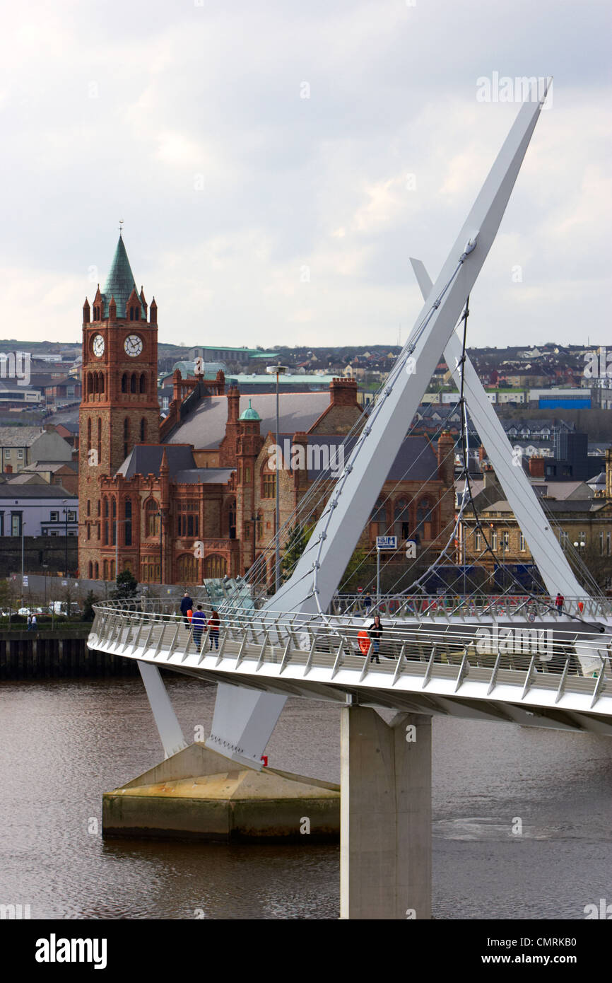 new peace bridge in Derry city county londonderry northern ireland uk ...