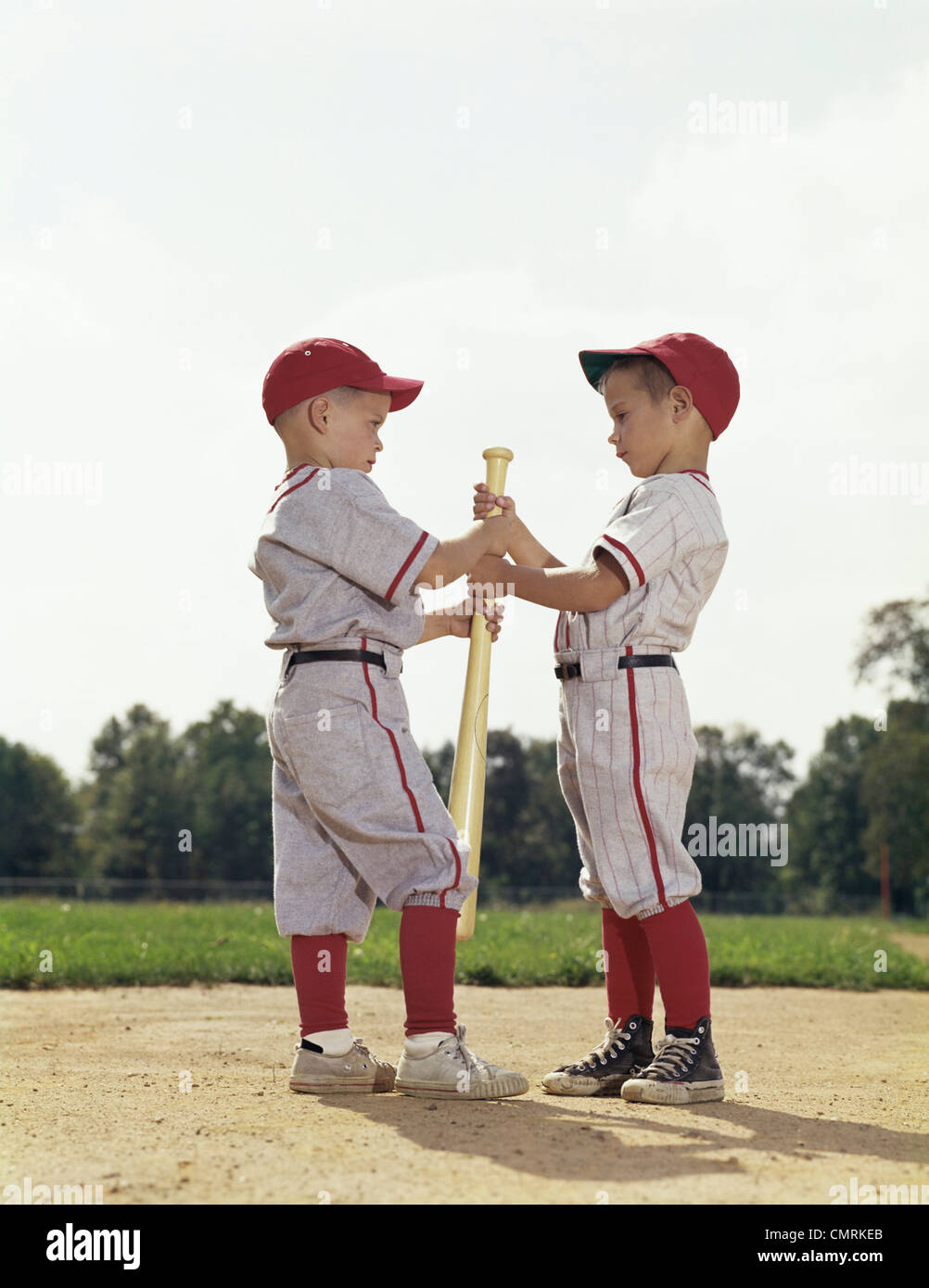 1960 1960s BOYS CHILDREN BASEBALL SPORTS RETRO Stock Photo