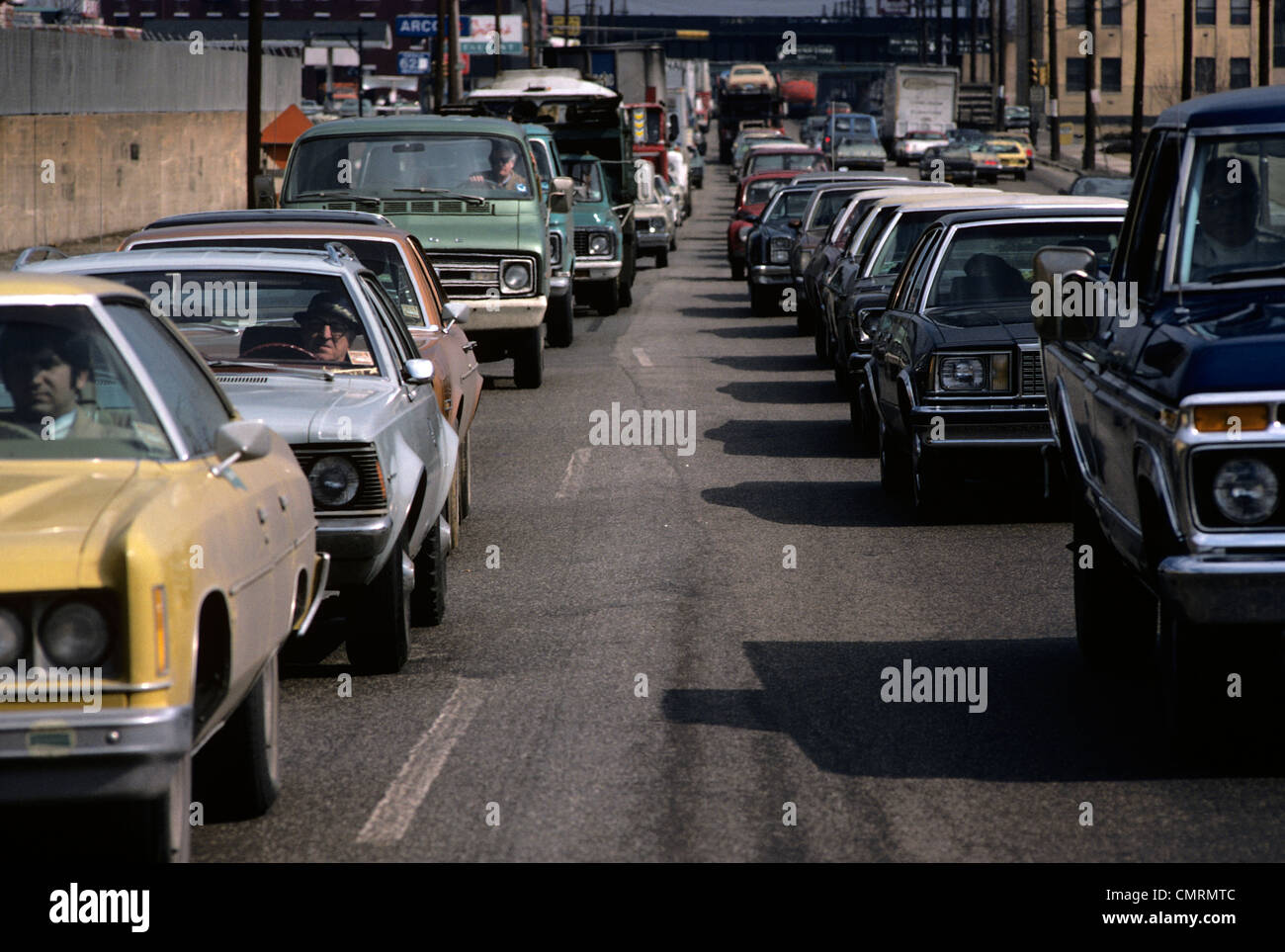 1970 1970s RETRO CARS TRAFFIC Stock Photo