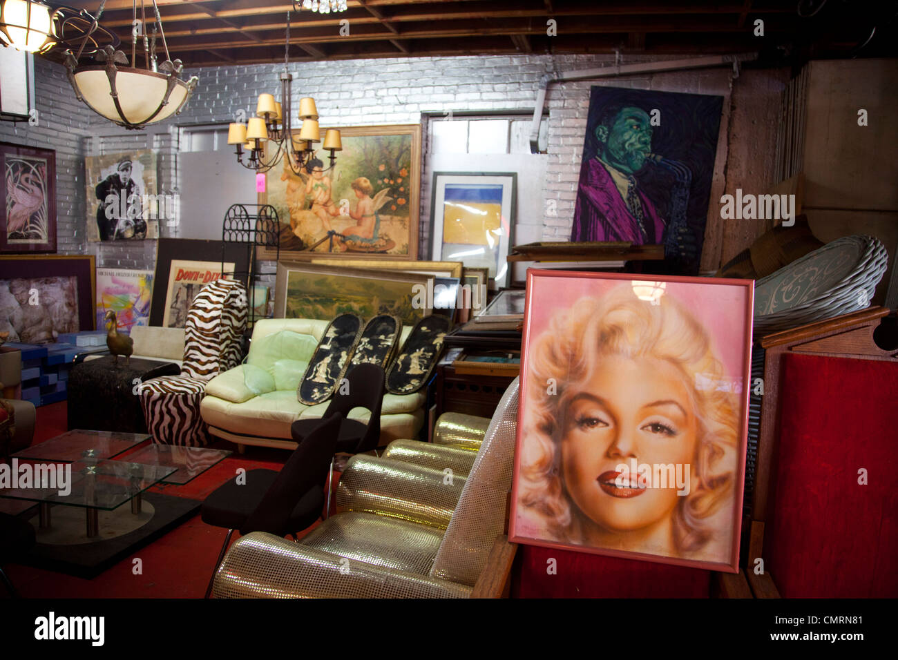 Marilyn Monroe depicted on antique, Metropolis Furniture, Los Angeles,  California, United States of America Stock Photo - Alamy