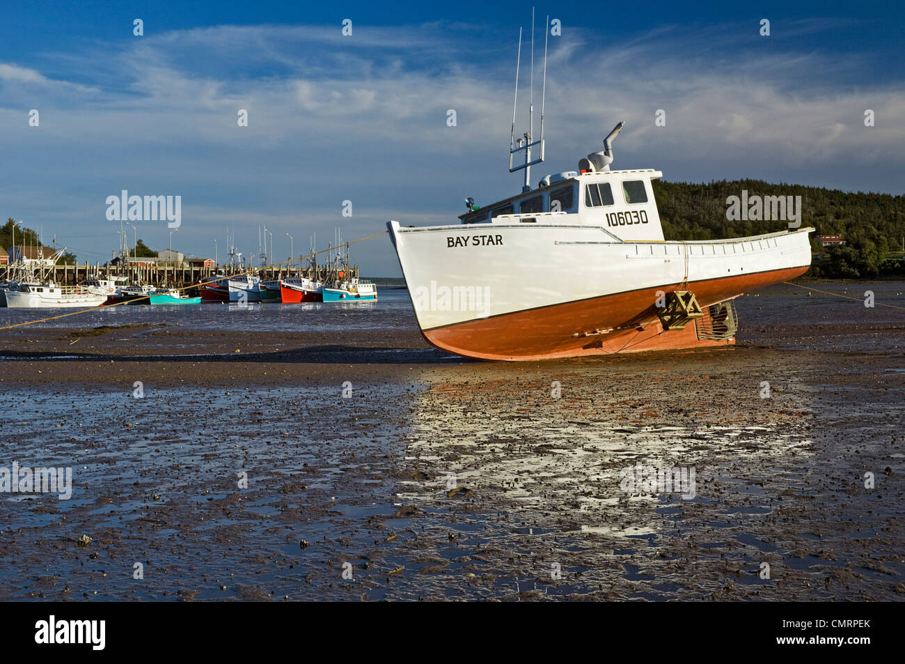 The Bay of Fundy at low tide in the village of Sandy Cove along Digby