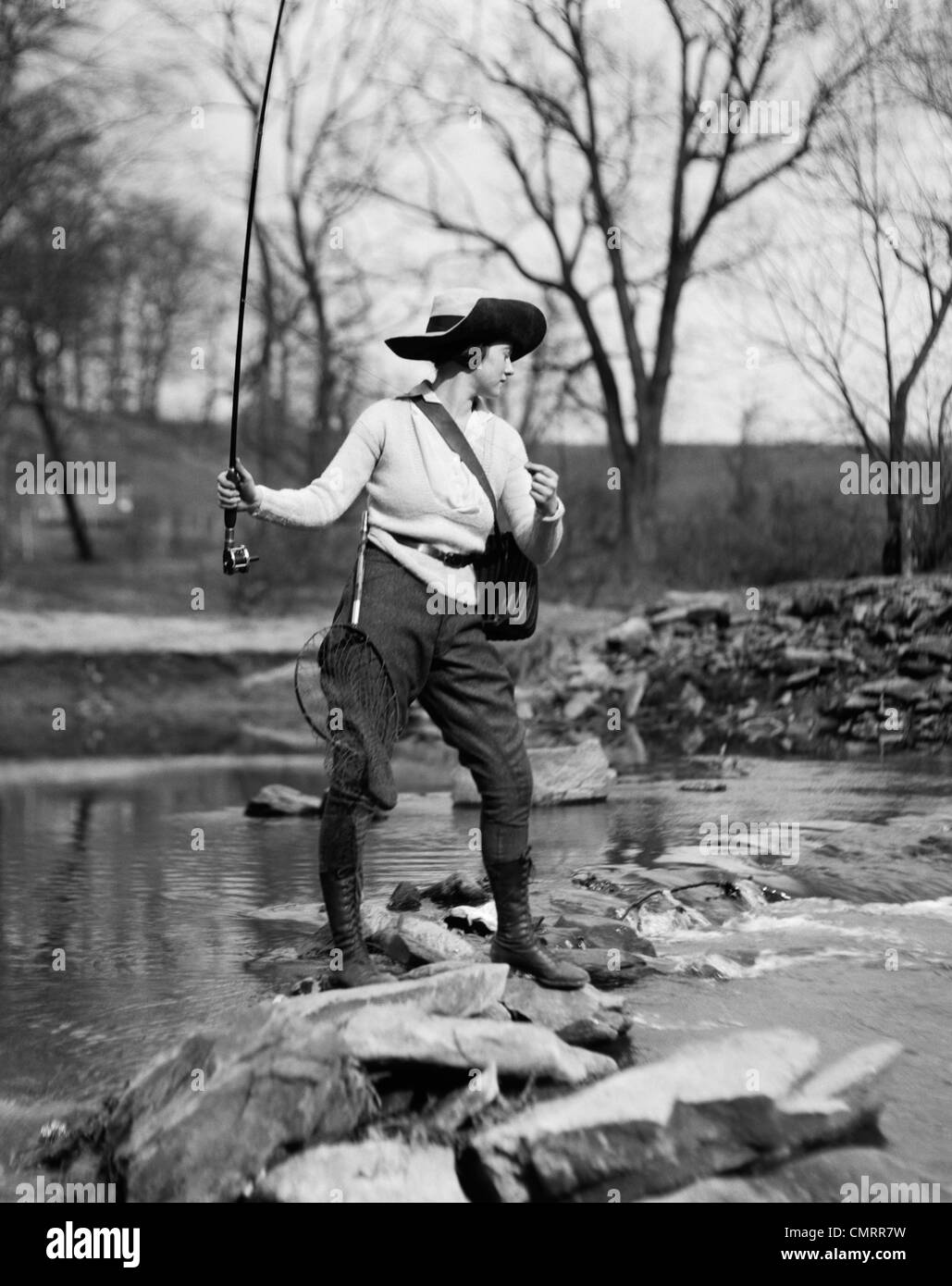 Vintage woman fishing hi-res stock photography and images - Alamy