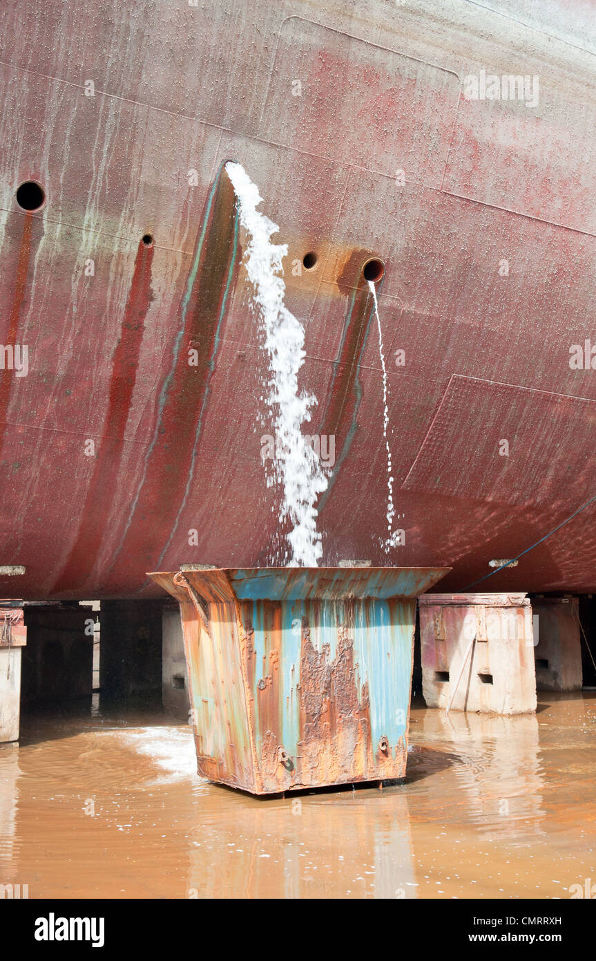 Water Running from Drill Ship Stock Photo Alamy