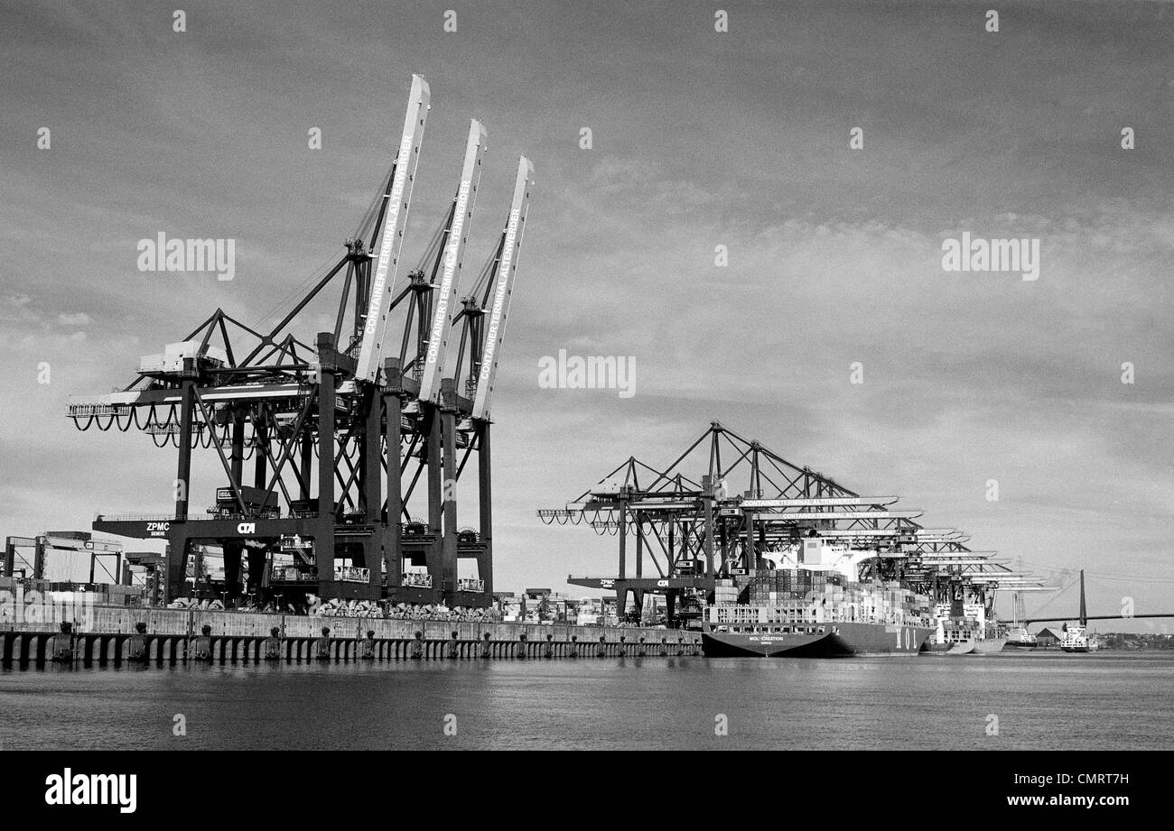 Altenwerder Container Terminal in the port of Hamburg. Stock Photo