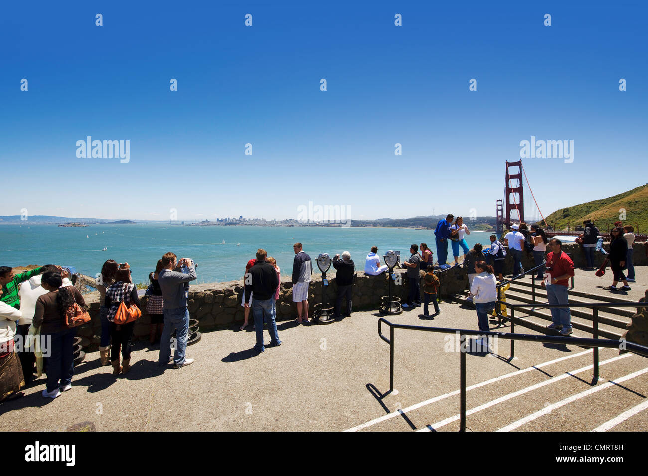 Golden Gate Bridge from Marin County California Pacific Coast Highway coastline panoramic surf sea NorCal California Pacific Coa Stock Photo
