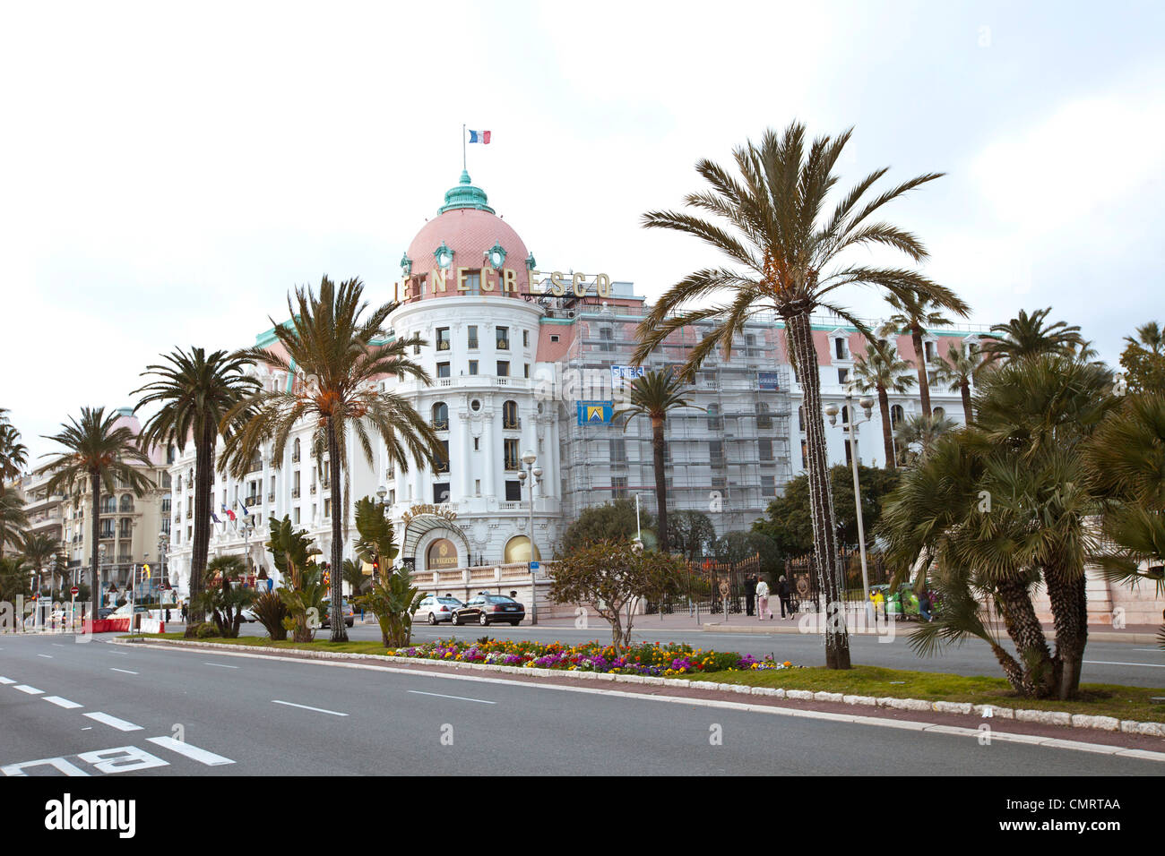 The Hotel Negresco Nice France. Entrance, Promenade des Anglais. French luxurios hotel. 124684 Nice Negresco Stock Photo