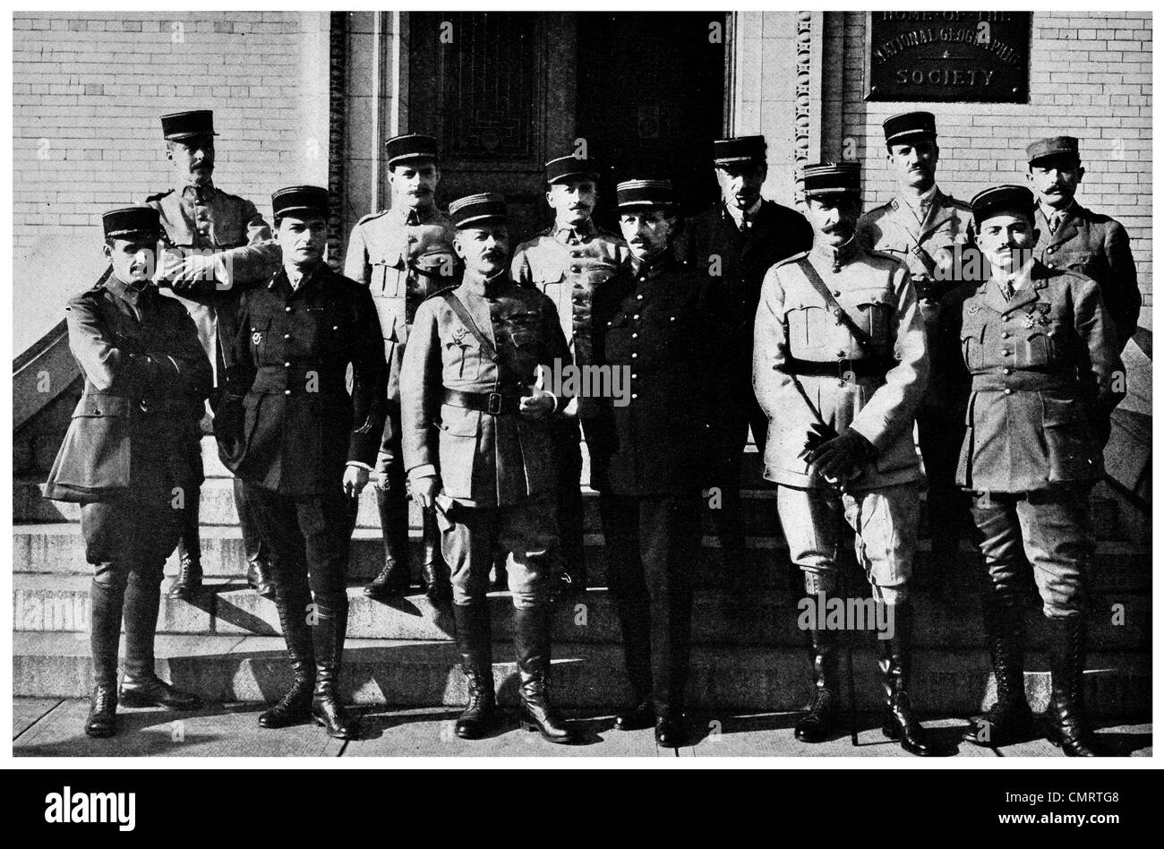 1918 French Pilots Lt Espanet Cpt De Berroeta, MJ Tulasne, Cpt Lepere mission to America Stock Photo
