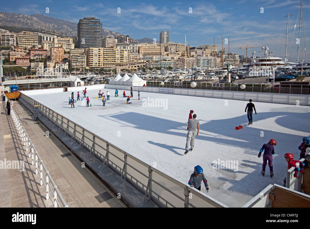Open air Ice rink in . Children skating. 124701 Monaco Stock Photo - Alamy