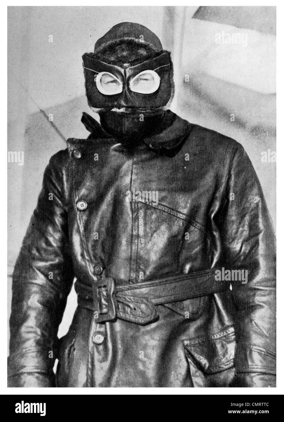 1918 United States Army Aviator pilot protective clothing leather goggles Stock Photo