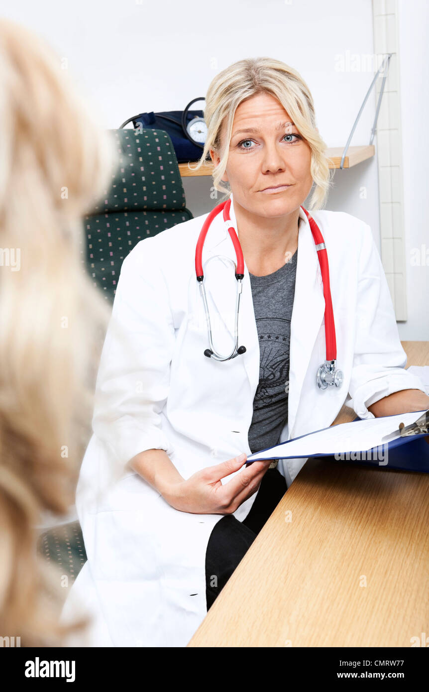 Blonde doctor and patient Stock Photo