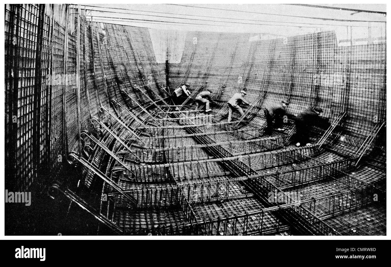 1918 Concrete ship shipyard stell construction United States Hog Island Philadelphia, Pennsylvania, Stock Photo