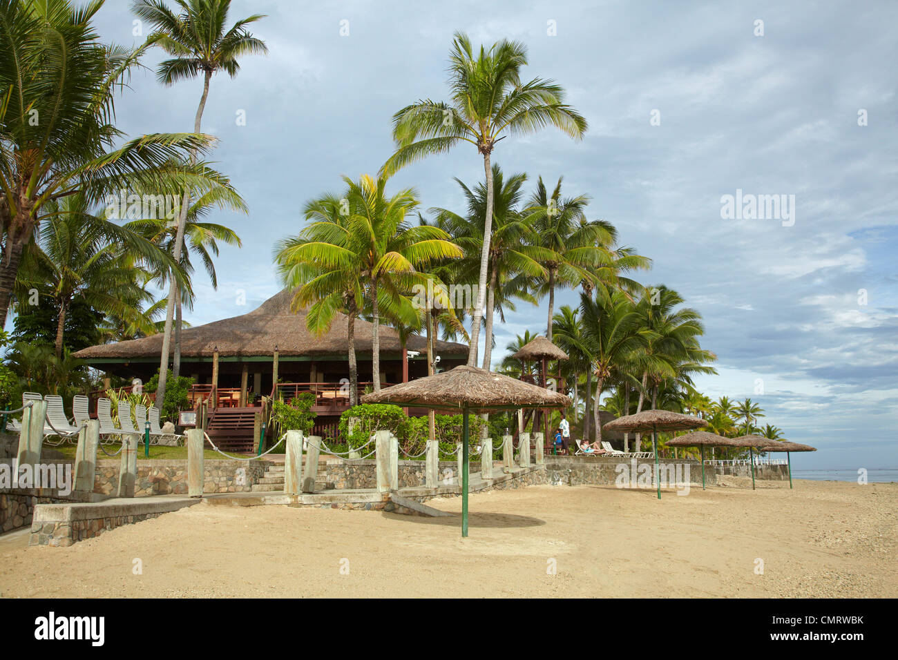 Beach at Outrigger on the Lagoon Resort, Coral Coast, Viti Levu, Fiji, South Pacific Stock Photo