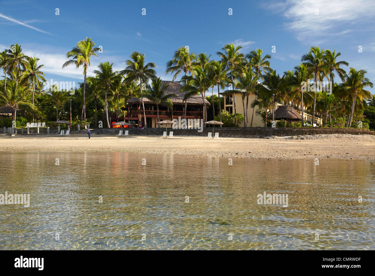 Beach at Outrigger on the Lagoon Resort, Coral Coast, Viti Levu, Fiji, South Pacific Stock Photo