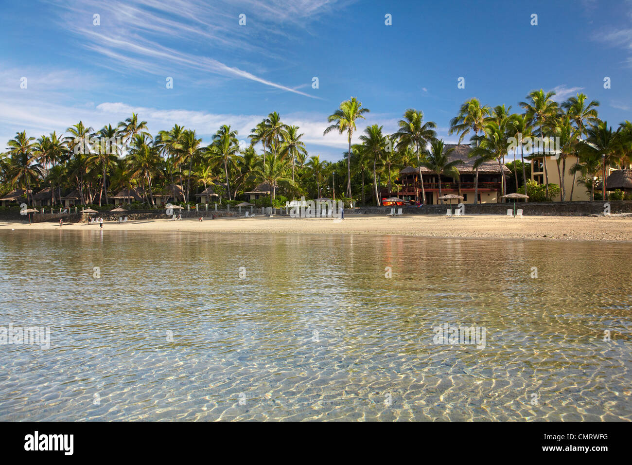 Beach at Outrigger on the Lagoon Resort, Coral Coast, Viti Levu, Fiji, South Pacific Stock Photo