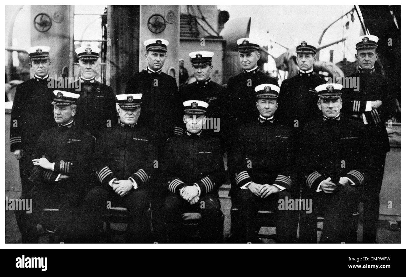 1919 Commander officer of US Navy Mine planters Captain Johnson, Tomb, Greenslade, Gannon, Reynolds, Mannix Stock Photo