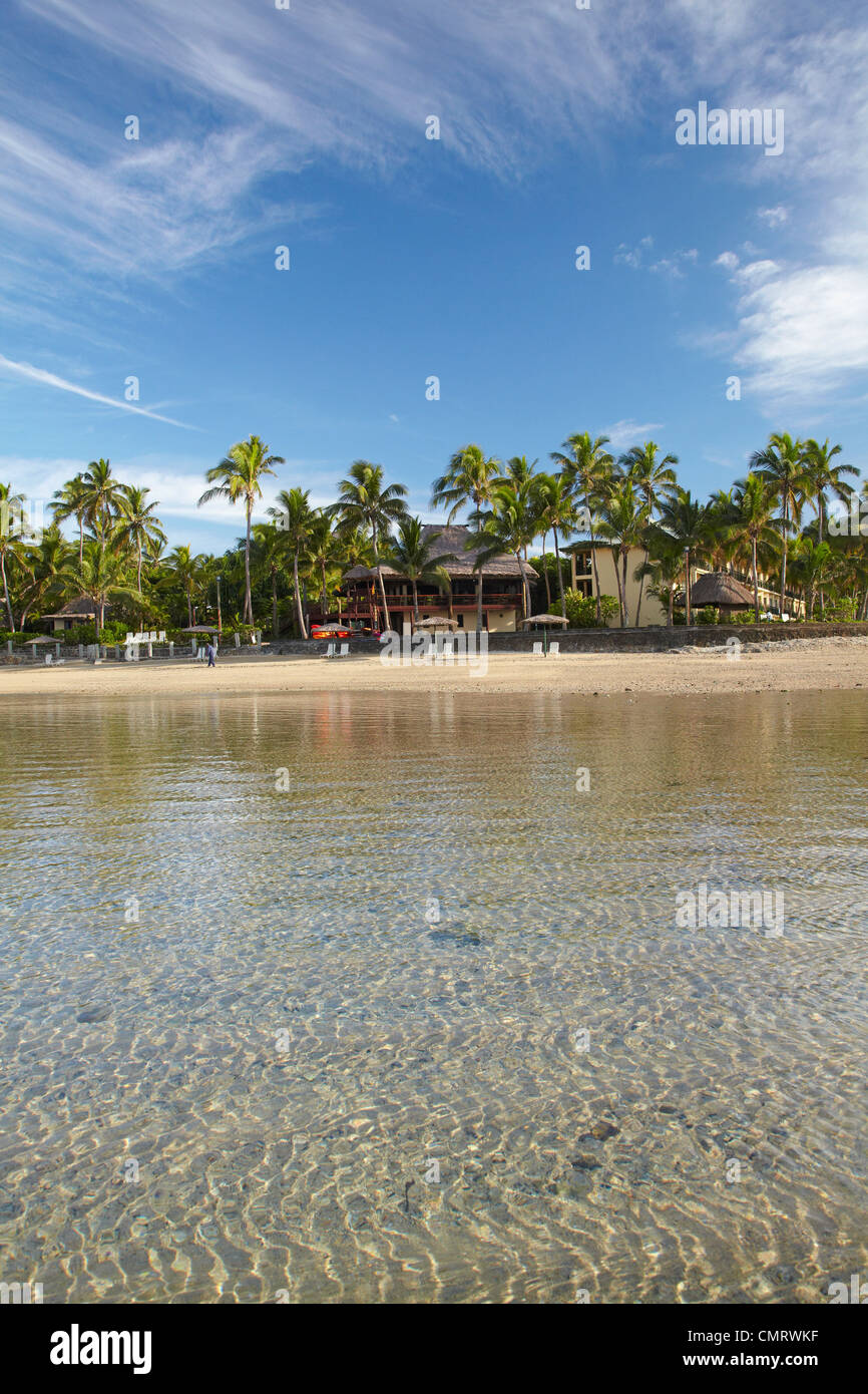 Beach at Outrigger on the Lagoon Resort, Coral Coast, Viti Levu, Fiji, South Pacific Stock Photo