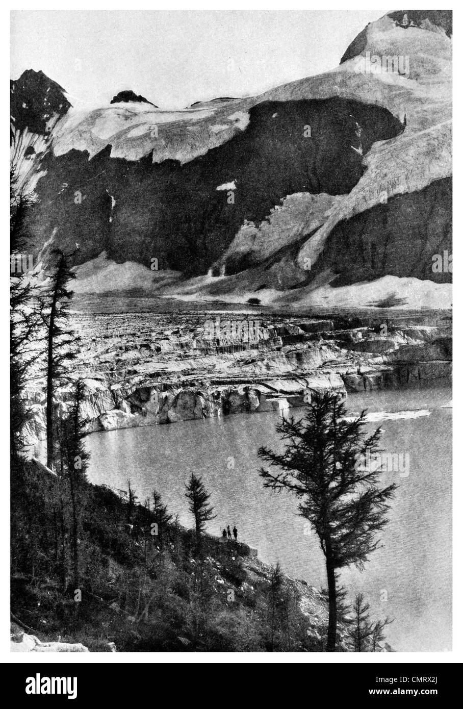 1919 Piedmont Glacier above Lake Maye crevasse Stock Photo