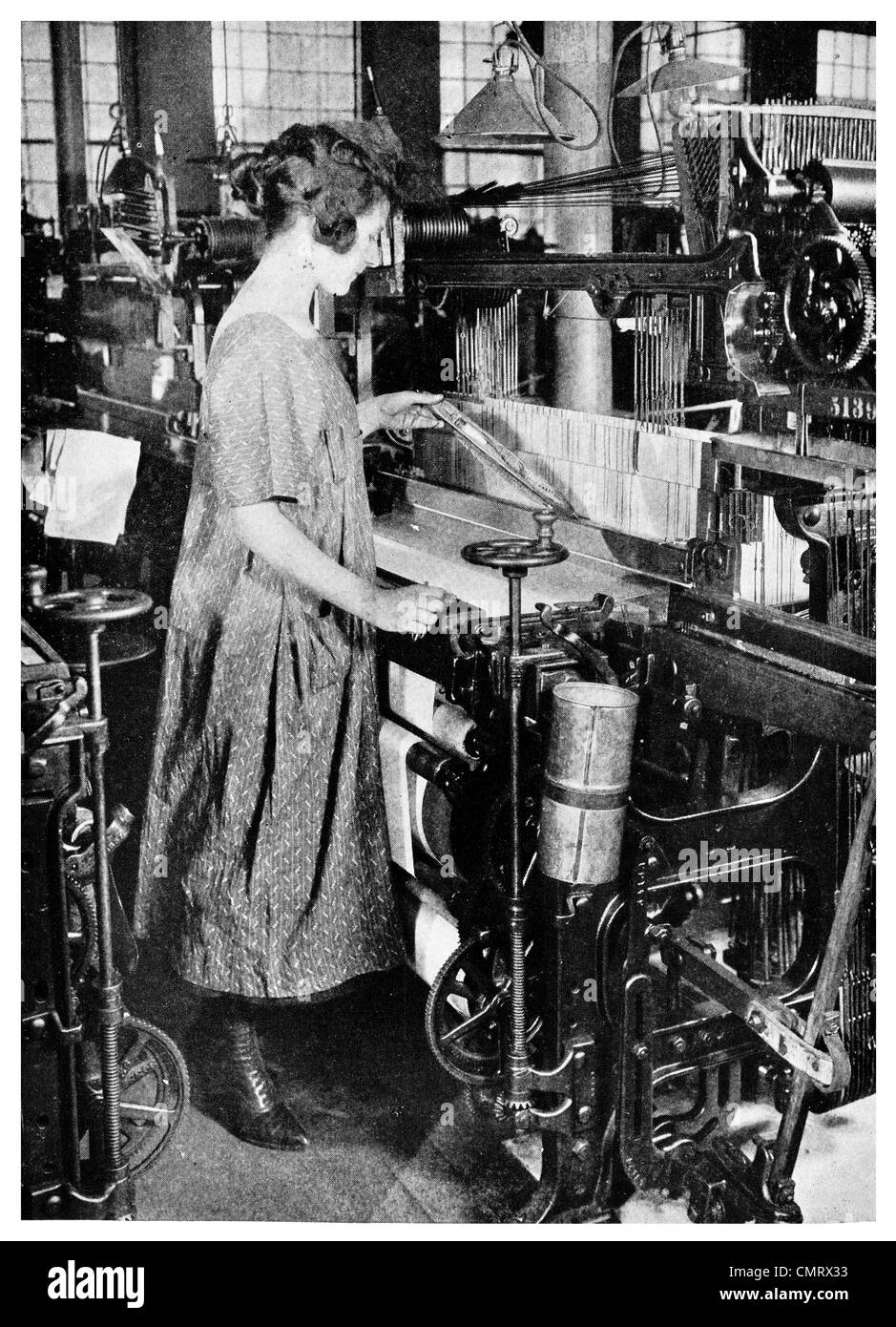 1919 weaving  silk fabric Stock Photo