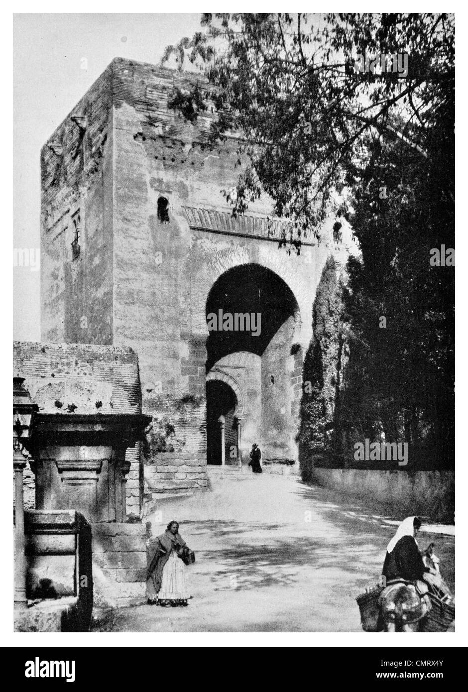 1919 Granada Gate of Justice Iberia Puerta de la Justicia Alhambra Palace Granada Andalusia Spain Stock Photo