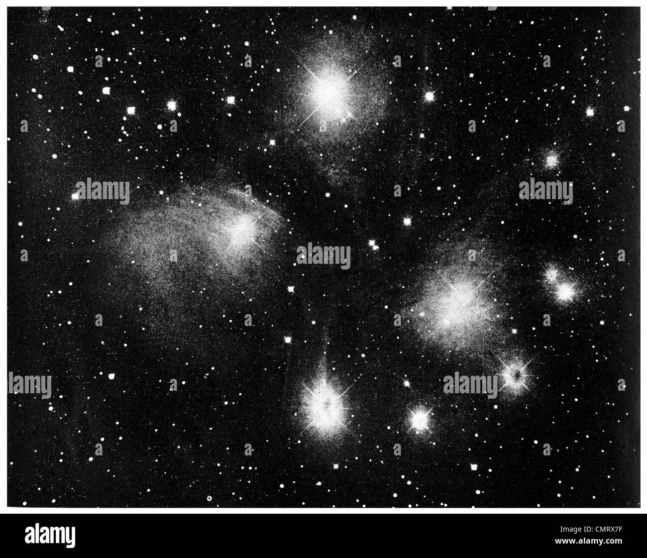 1919 Yerkes photograph of Nebulae in the Pleiades Stock Photo