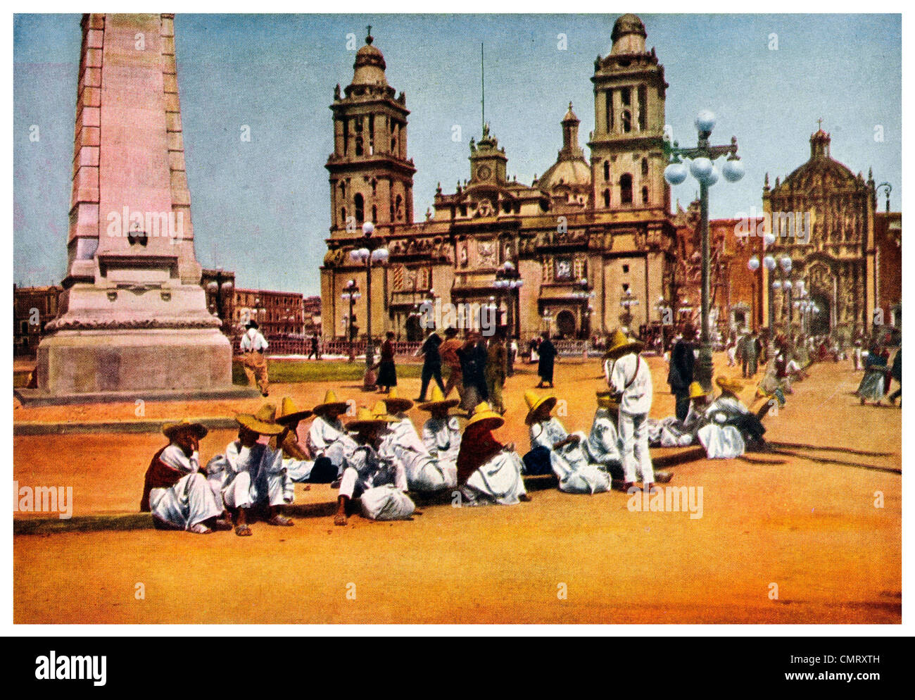 1923 Mexico City Market Zocalo square or Plaza Mayor Stock Photo
