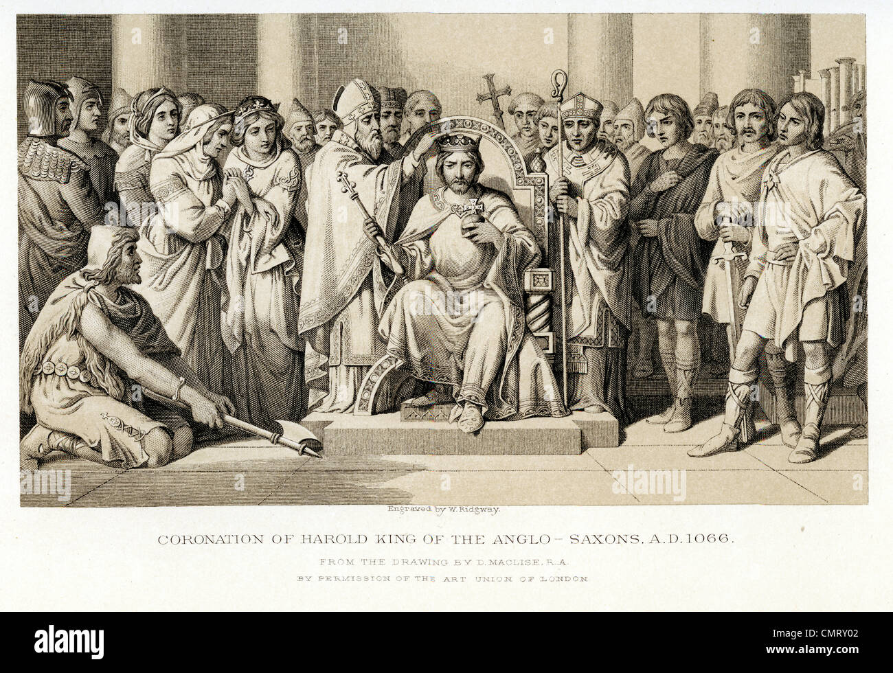 Coronation of Harold King of the Anglo Saxons in Ad 1066 Stock Photo