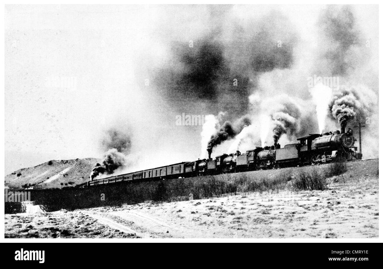 1923 Locomotive climbing the Rocky Mountains Denverto Rio Grande railway rail train Stock Photo
